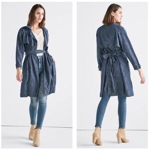 Lucky Brand Polka Dot Denim Trench Coat